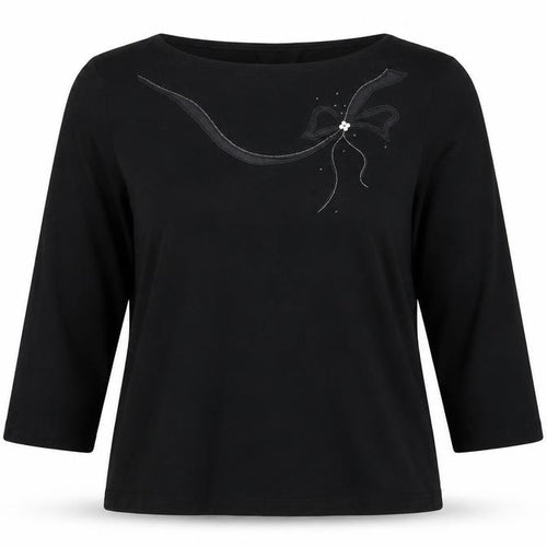 Marks and Spencer Womens Black   Basic T-Shirt Size 14  - Bow
