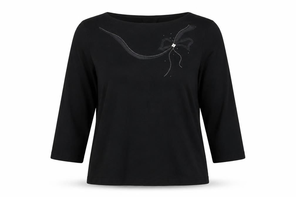 Marks and Spencer Womens Black   Basic T-Shirt Size 14  - Bow