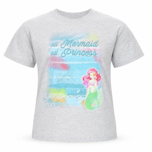 Disney Girls Grey  Jersey Basic T-Shirt Size S  - Mermaid