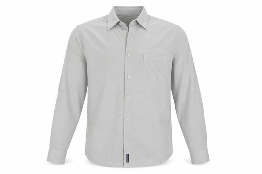 Front view of Chapter & Verse men’s grey check button-up, size L