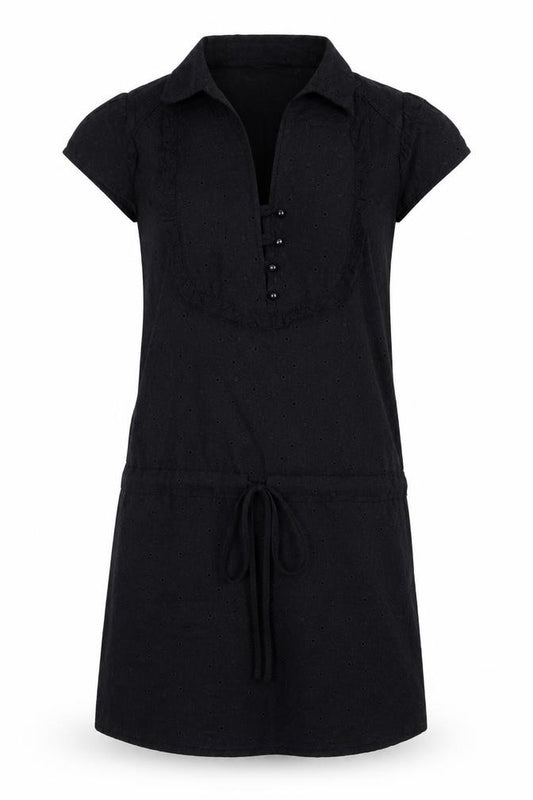 Front view of women’s black shift, size UK 10