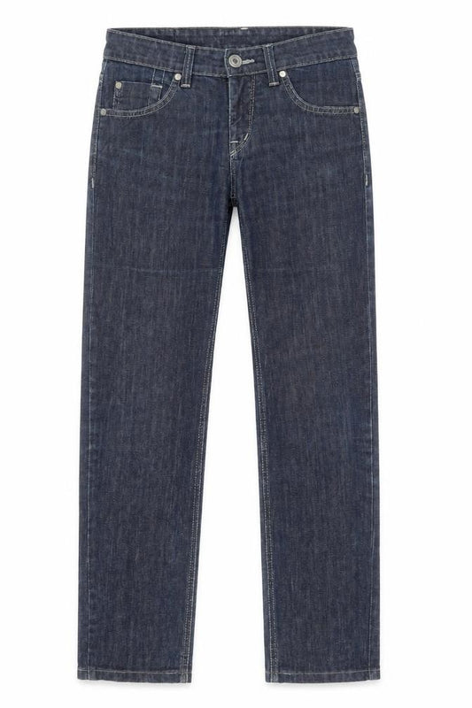 Front view of COD women’s pink denim straight jeans, size UK 32, in, 29-inch leg