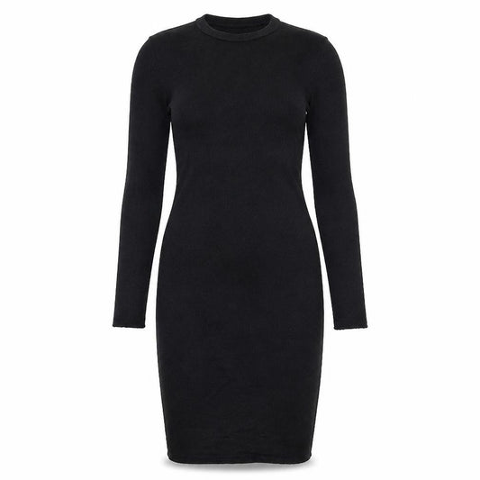 Front view of PRETTYLITTLETHING women’s black jersey bodycon, size UK 12