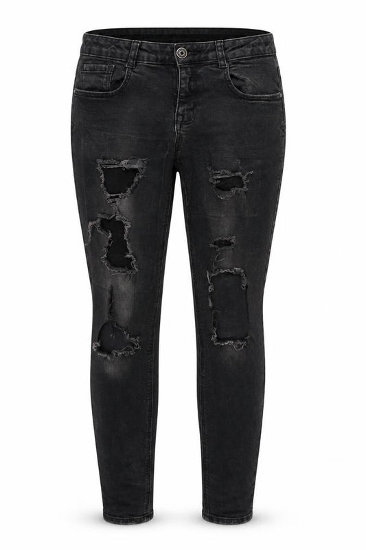 Front view of Denim & Co. women’s black canvas skinny jeans, size UK 10, 29-inch leg