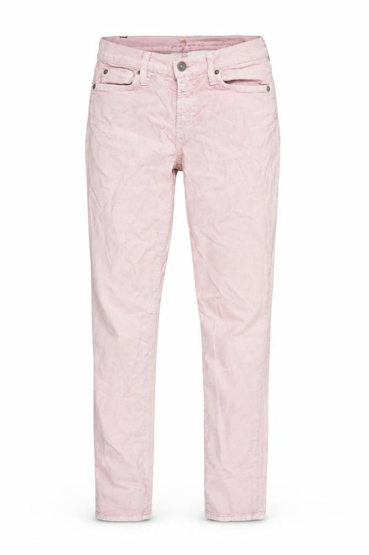 Front view of Preworn women’s pink straight jeans, size UK 27, 31-inch leg