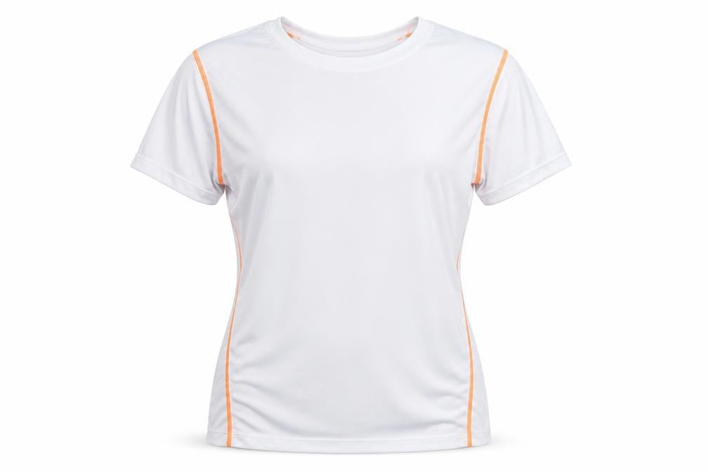 Front view of women’s white jersey t-shirt, size XL