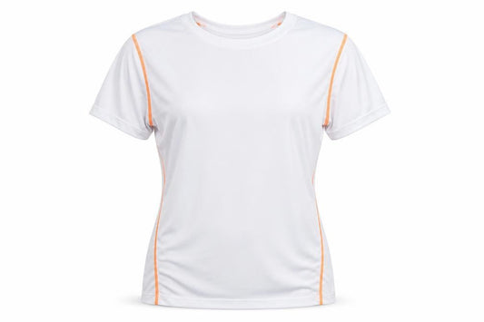 Front view of women’s white jersey t-shirt, size XL