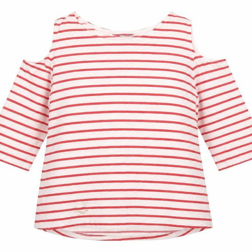 Pomodoro Womens Red Striped  Basic Blouse Size 10