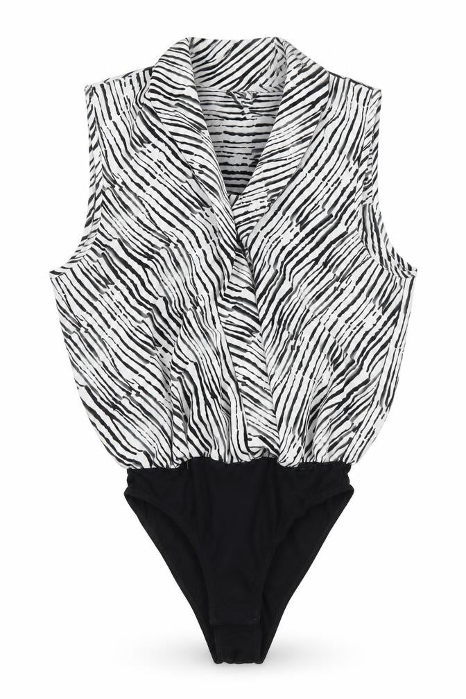 Topshop Womens Black Animal Print  Leotard One-Piece Size 8