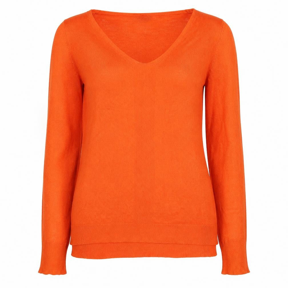 Front view of Primark women’s orange jumper, size XS
