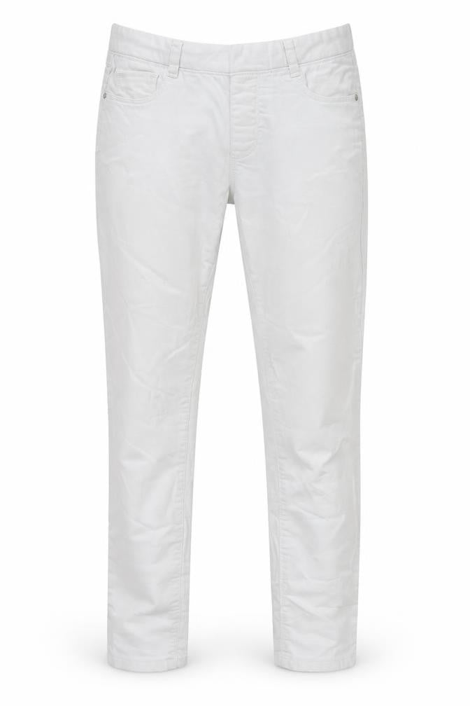 Front view of Dorothy Perkins women’s white denim straight jeans, size UK 6