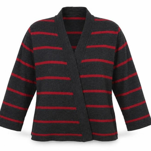 CC Womens Grey Striped  Cardigan Jumper Size M