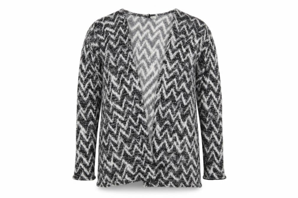 Front view of H&M women’s black cardigan jumper, size XS