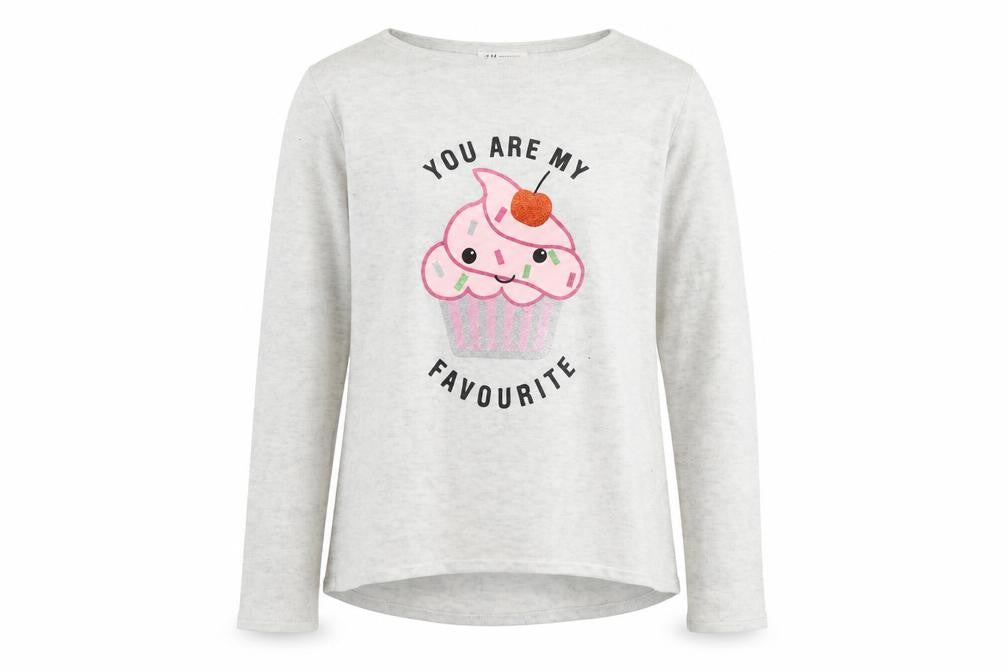 Front view of H&M girls’ grey pullover sweatshirt, size 12-13, years