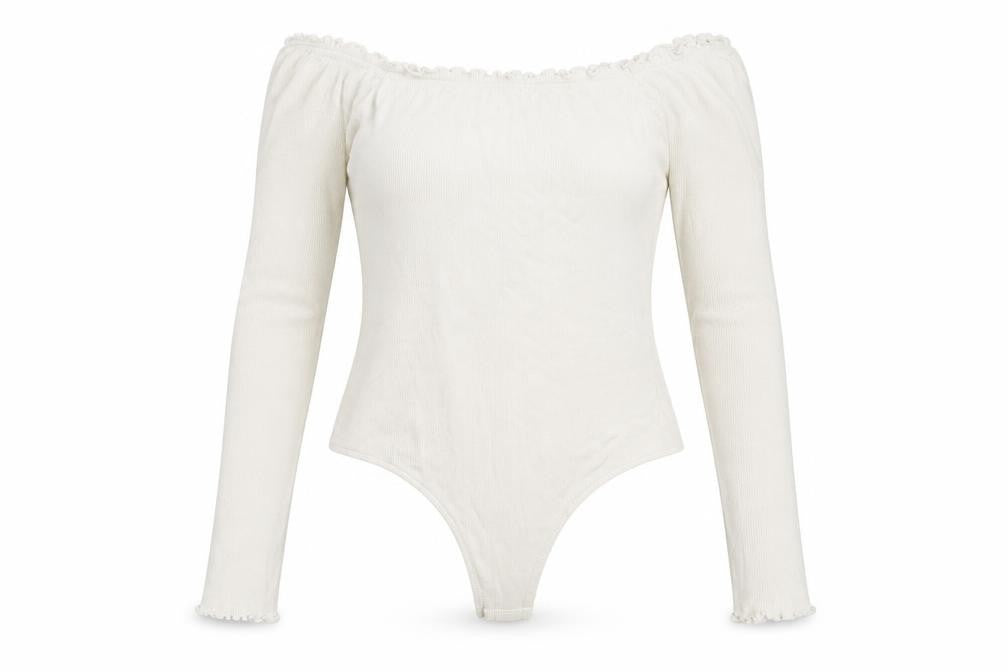 ASOS Womens White  Knit Bodysuit One-Piece Size 10