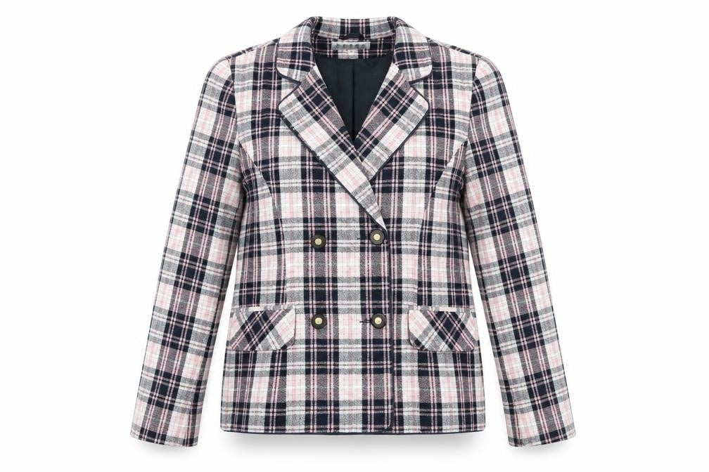 Spice Womens Pink Check  Jacket Suit Jacket Size 10