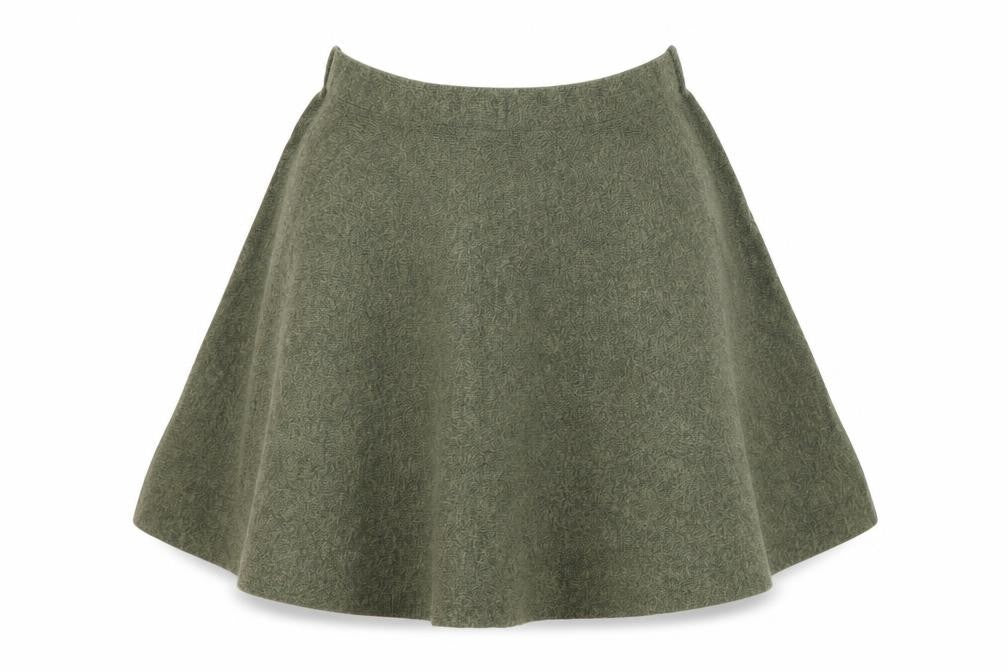 Front view of Primark women’s green a-line skirt, size UK 10