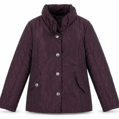 BASSINI Womens Purple   Quilted Coat Size M