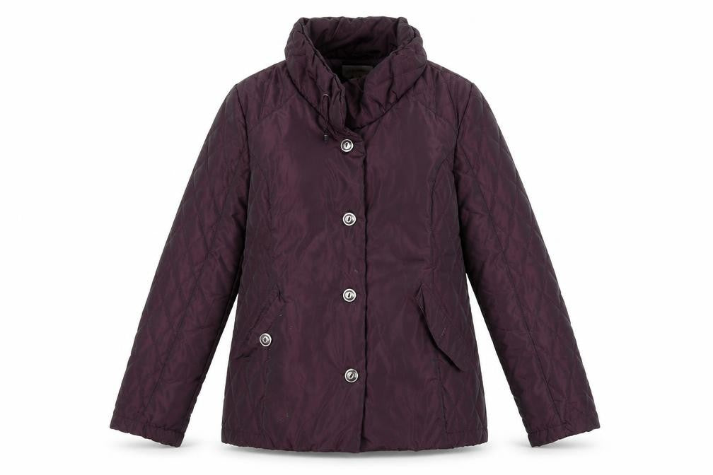 BASSINI Womens Purple   Quilted Coat Size M