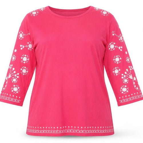 Text Womens Pink Floral  Basic T-Shirt Size L