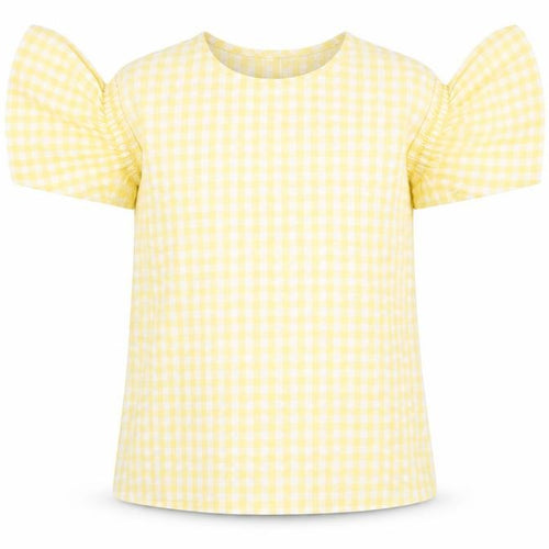 Matalan Girls Yellow Check  Basic T-Shirt Size 11 Years  - Cut Out Shoulder