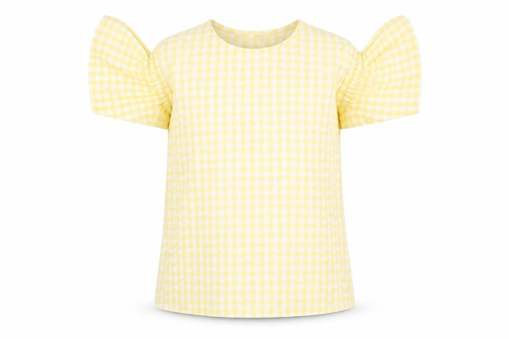 Matalan Girls Yellow Check  Basic T-Shirt Size 11 Years  - Cut Out Shoulder