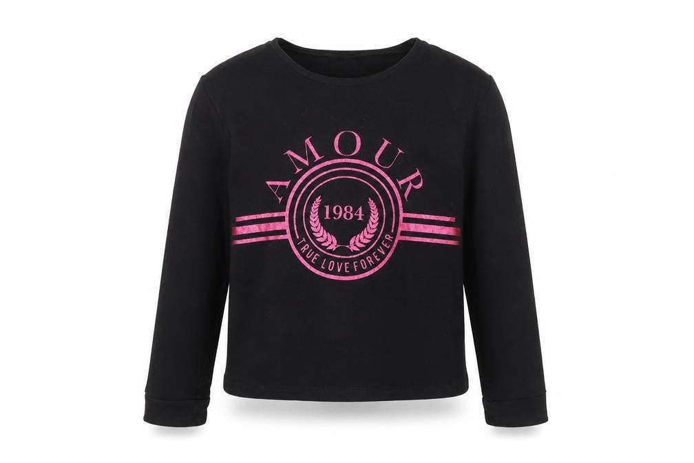 Front view of Very girls’ black pullover sweatshirt, size 11, years - amour
