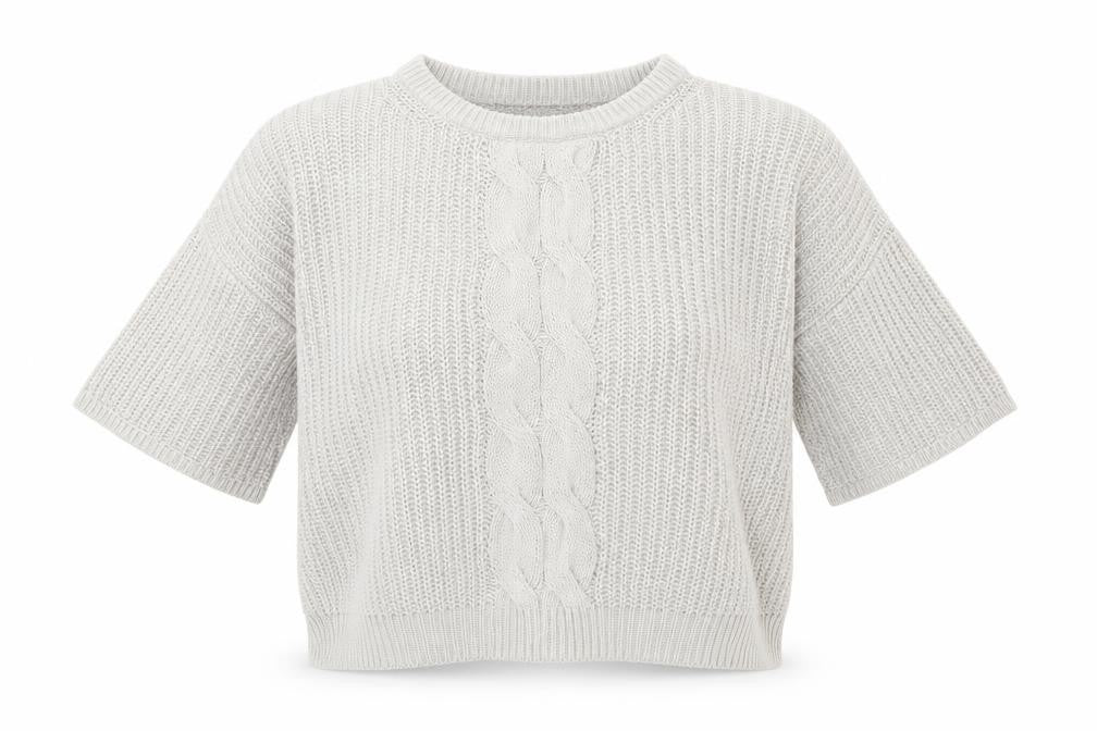 Front view of H&M women’s beige knit jumper, size L