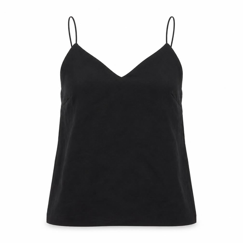 Front view of H&M women’s black camisole blouse, size UK 6