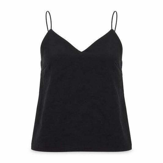 Front view of H&M women’s black camisole blouse, size UK 6