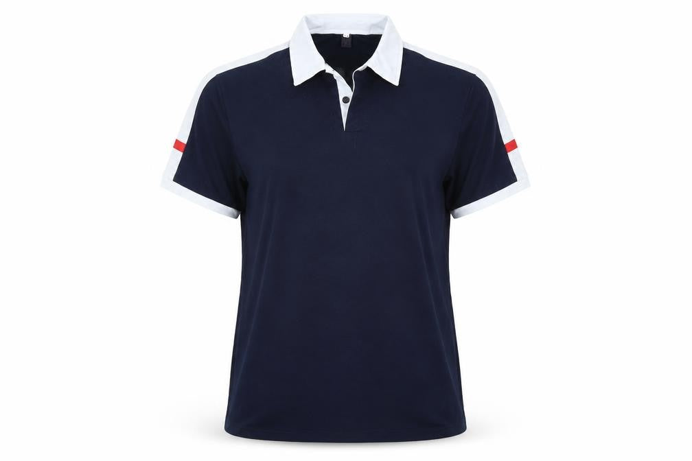 Front view of SHEIN women’s blue basic polo, size M