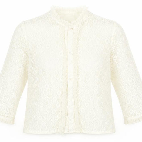 Preworn Womens Ivory Floral  Basic Blouse Size S  - lace detail