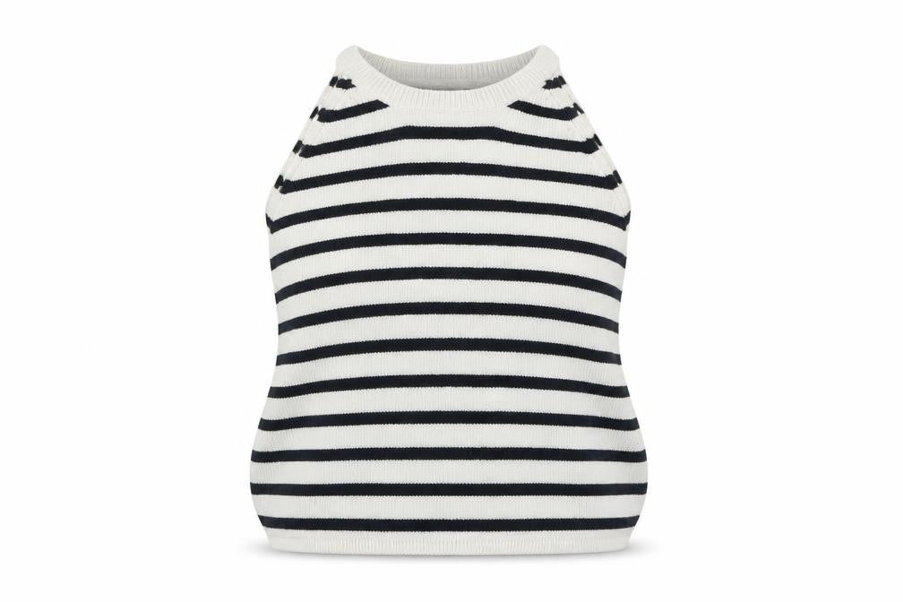 Front view of Primark women’s blue striped jumper, size UK 8