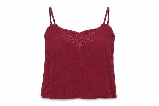 Front view of Divided by H&M women’s red camisole blouse, size UK 14, - cropped