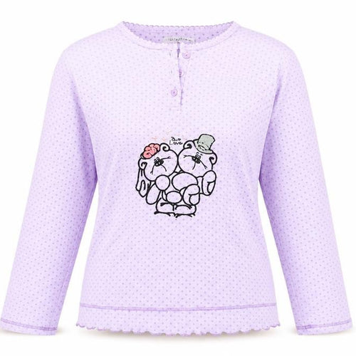 pijamaluna Womens Purple Solid  Top Pyjama Top Size M