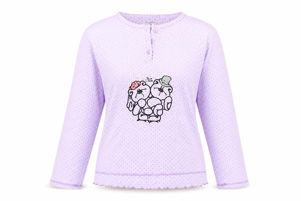 pijamaluna Womens Purple Solid  Top Pyjama Top Size M