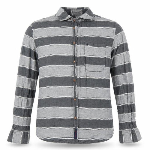 chennis Mens Grey Striped   Button-Up Size S