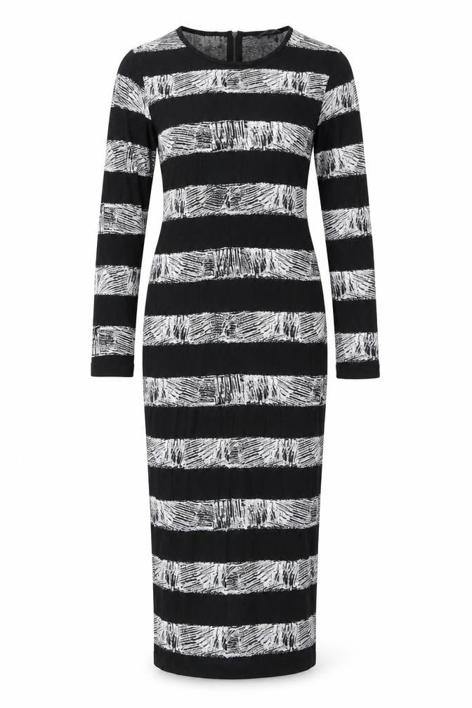 French Connection Womens Black Striped  Bodycon  Size 10