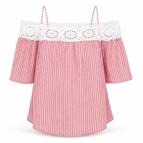 Papaya Womens Red Striped  Tunic Blouse Size 8