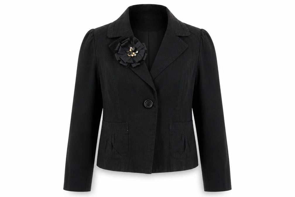 Front view of Atmosphere women’s black jacket, size UK 12