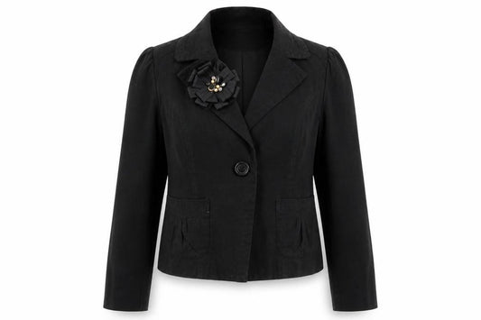 Front view of Atmosphere women’s black jacket, size UK 12