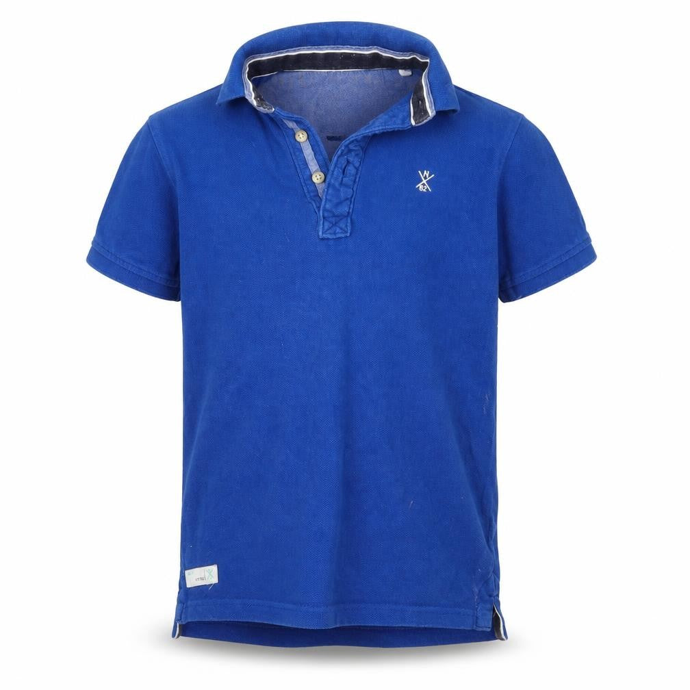 Front view of Next boys’ blue basic polo, size 8, years