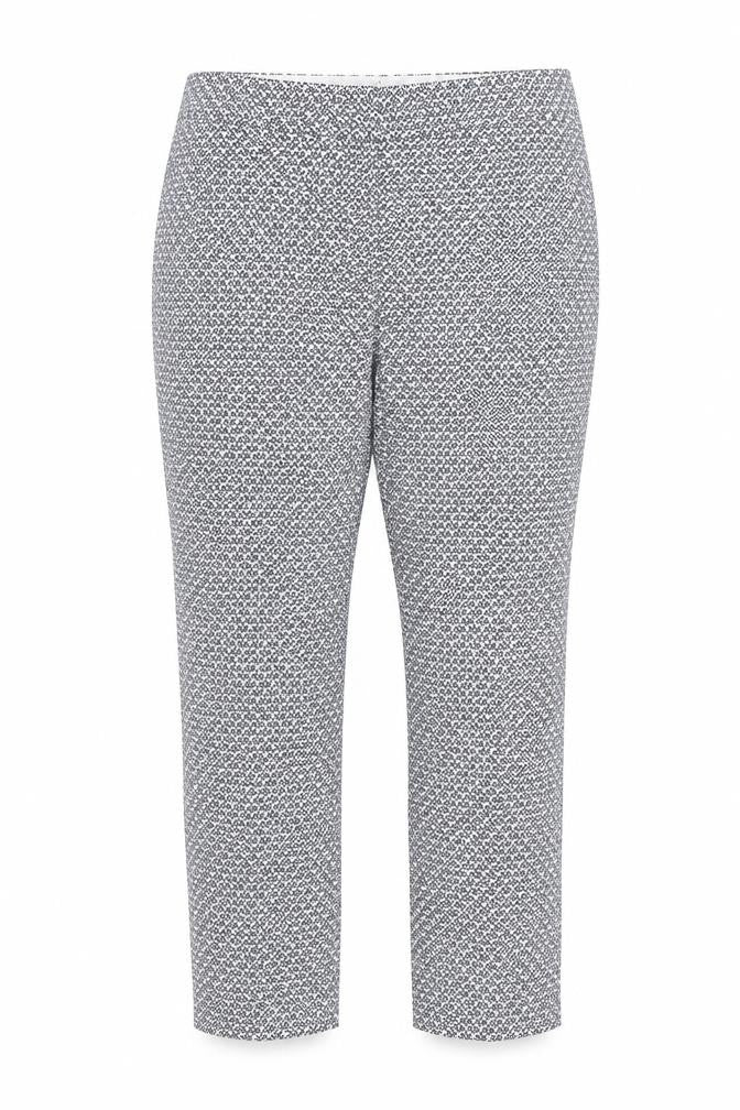 Front view of Atmosphere women’s grey floral trousers, size UK 10, 27-inch leg