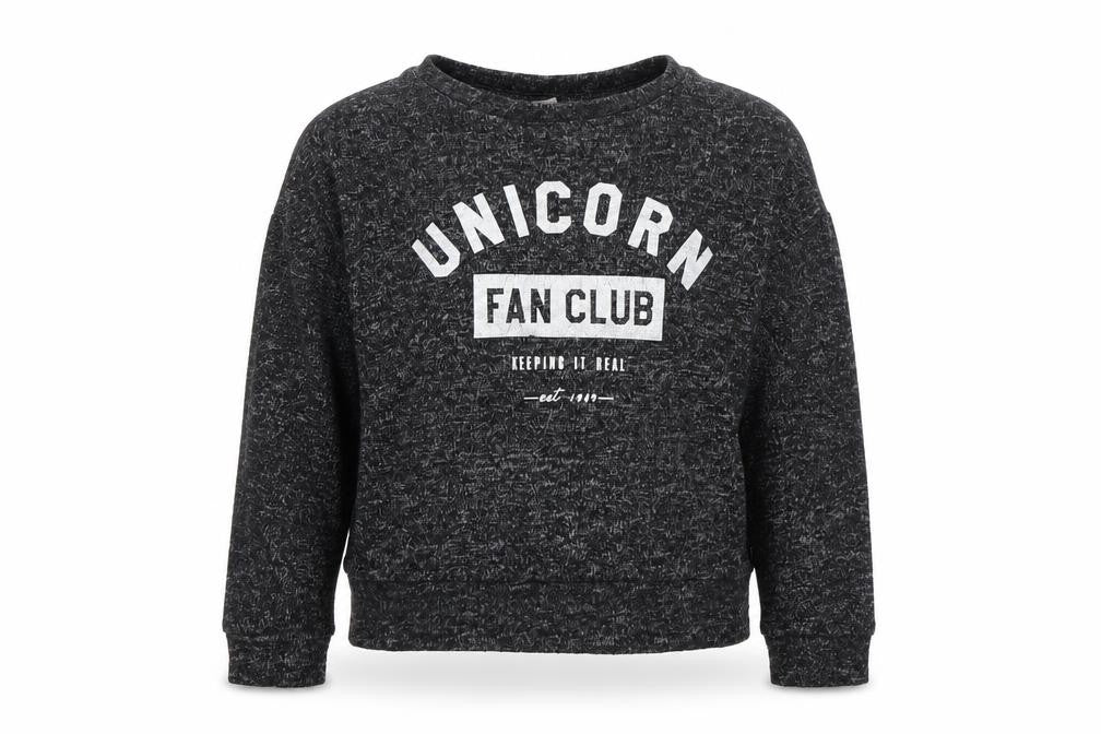 Front view of Tu girls’ grey pullover sweatshirt, size 6, years - unicorn