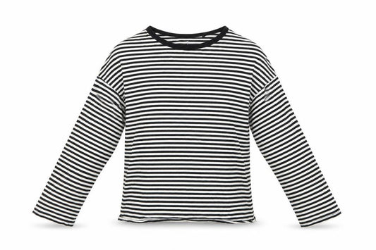 Front view of Next girls’ white striped pullover sweatshirt, size 7-8, years