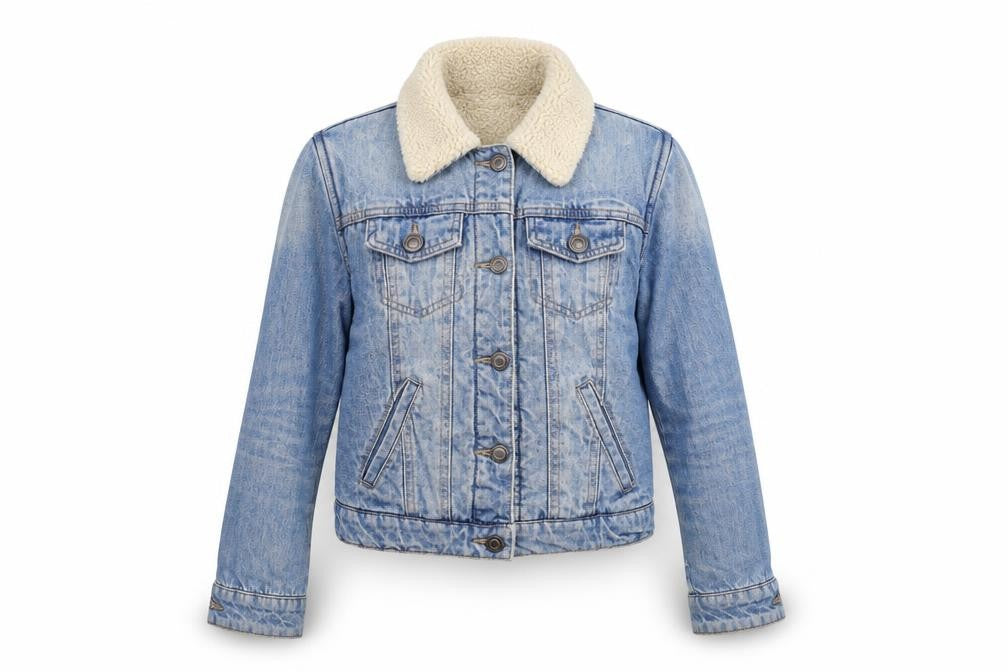 Front view of Primark women’s blue jacket coat, size UK 6