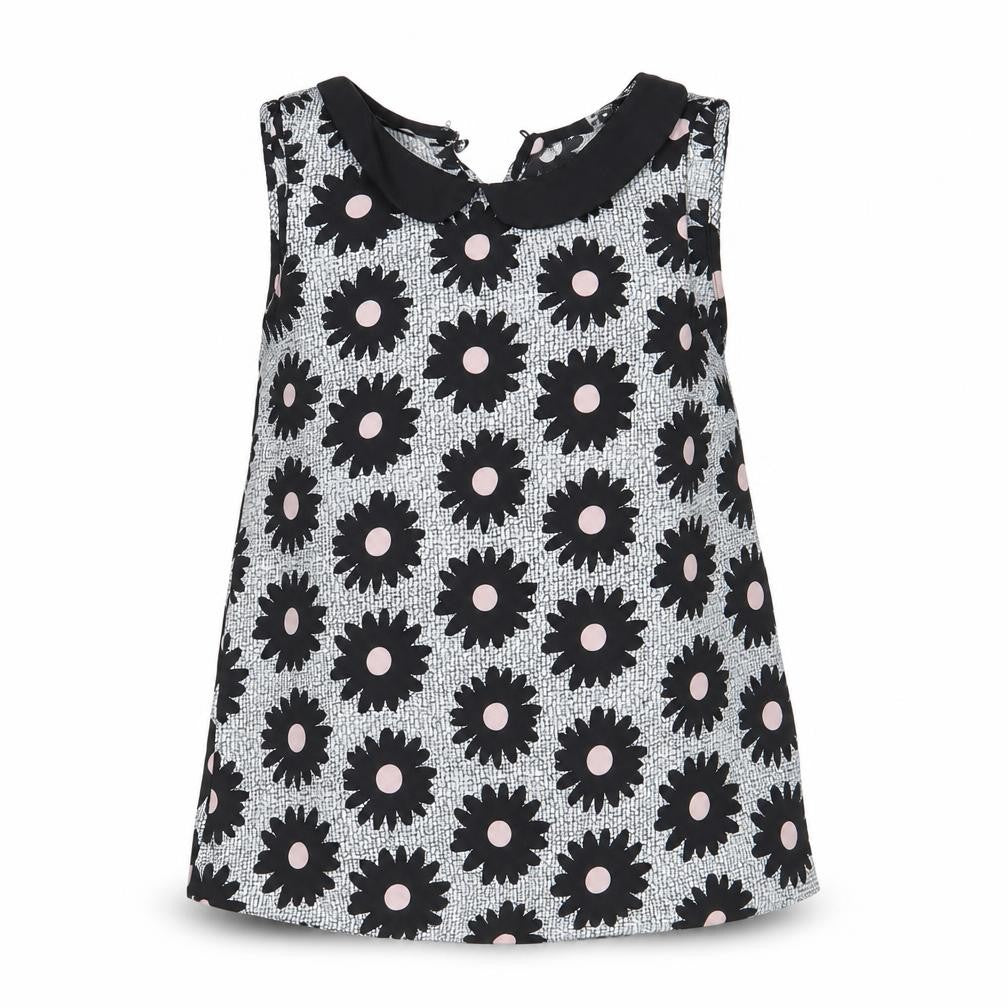 Preworn Womens Grey Floral  Basic Blouse Size S