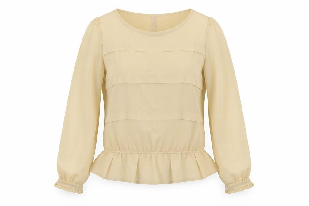 Front view of Next women’s beige basic blouse, size UK 12