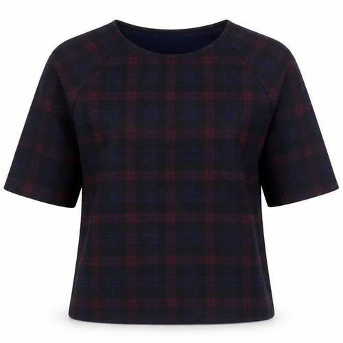 New Look Womens Blue Check  Basic T-Shirt Size 10