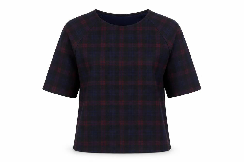 New Look Womens Blue Check  Basic T-Shirt Size 10
